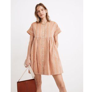 Madewell Peach Striped Mini Dress 100% cotton boho ‘cottage core summer’ vibe